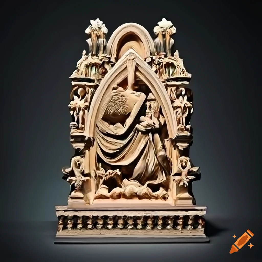 Masterful ivory carving with architectural stave motif on Craiyon