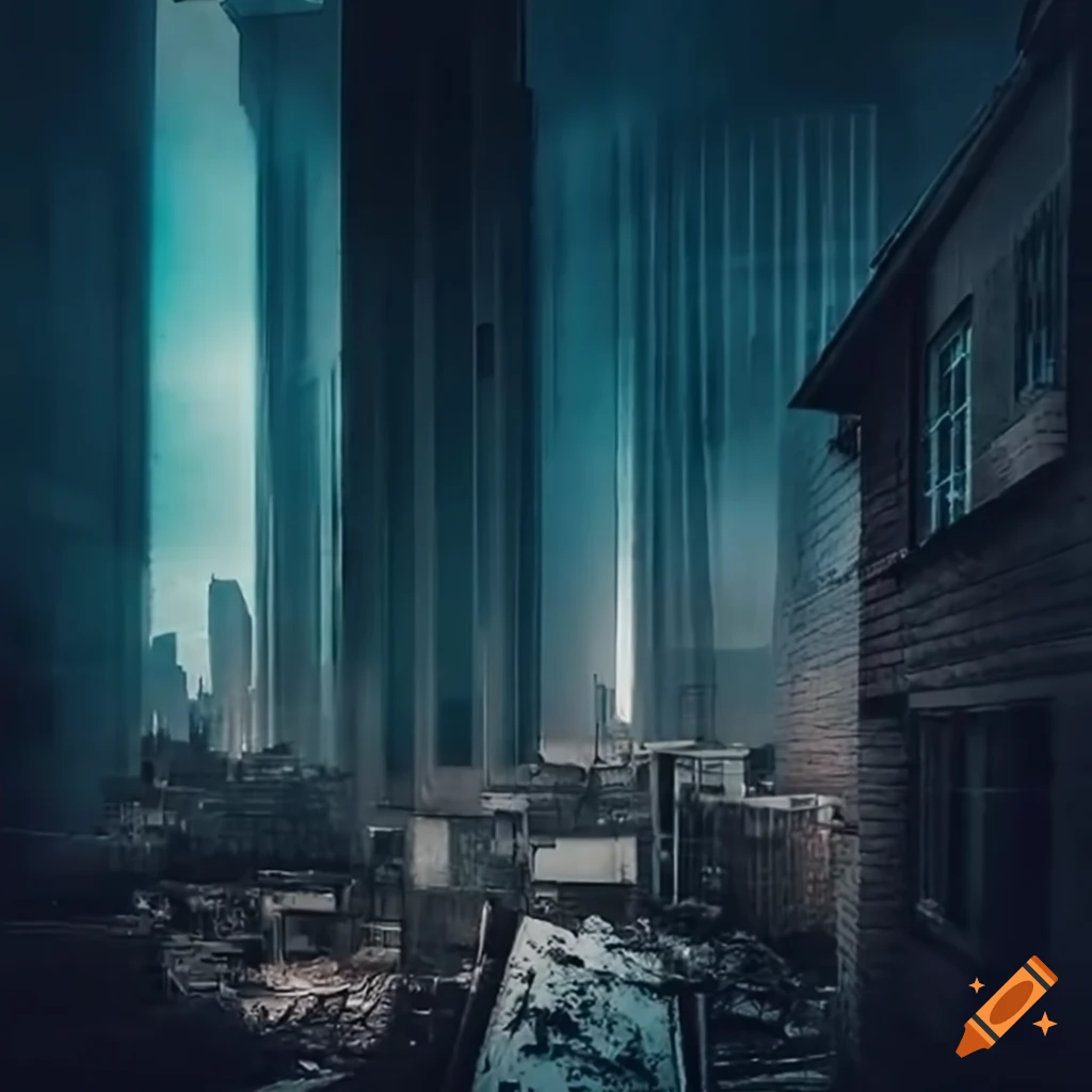 moody cityscape with disappearing skyscraper