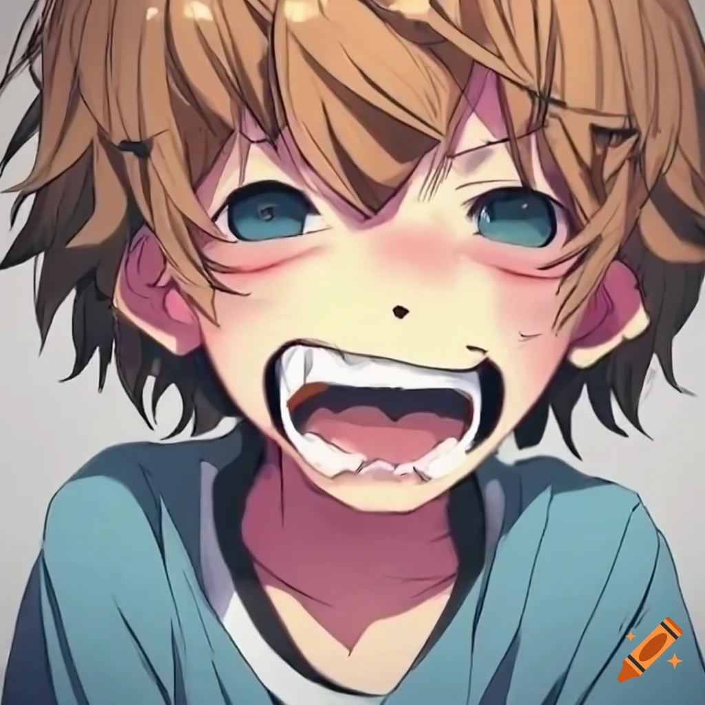 Anime illustration of a nervous smile on Craiyon