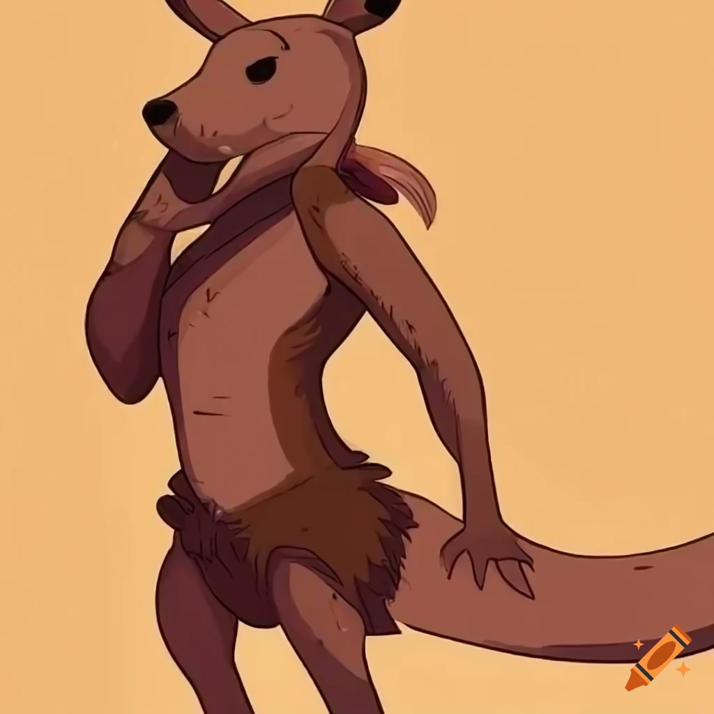 Anthropomorphic Kangaroo warrior in Adventure Time style