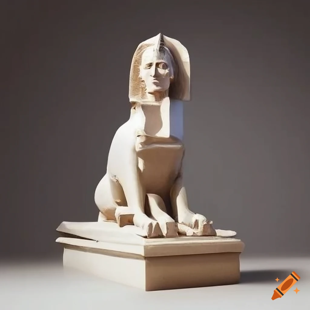 Sphinx statue on tall base on Craiyon