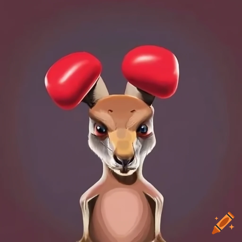 Cute kangaroo with red boxing gloves on Craiyon