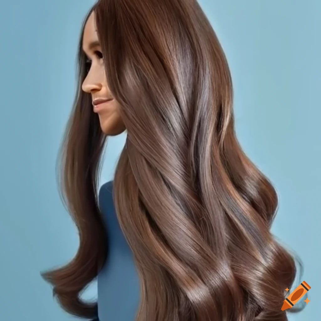 lifelike Meghan Markle styling head with long luxurious hair