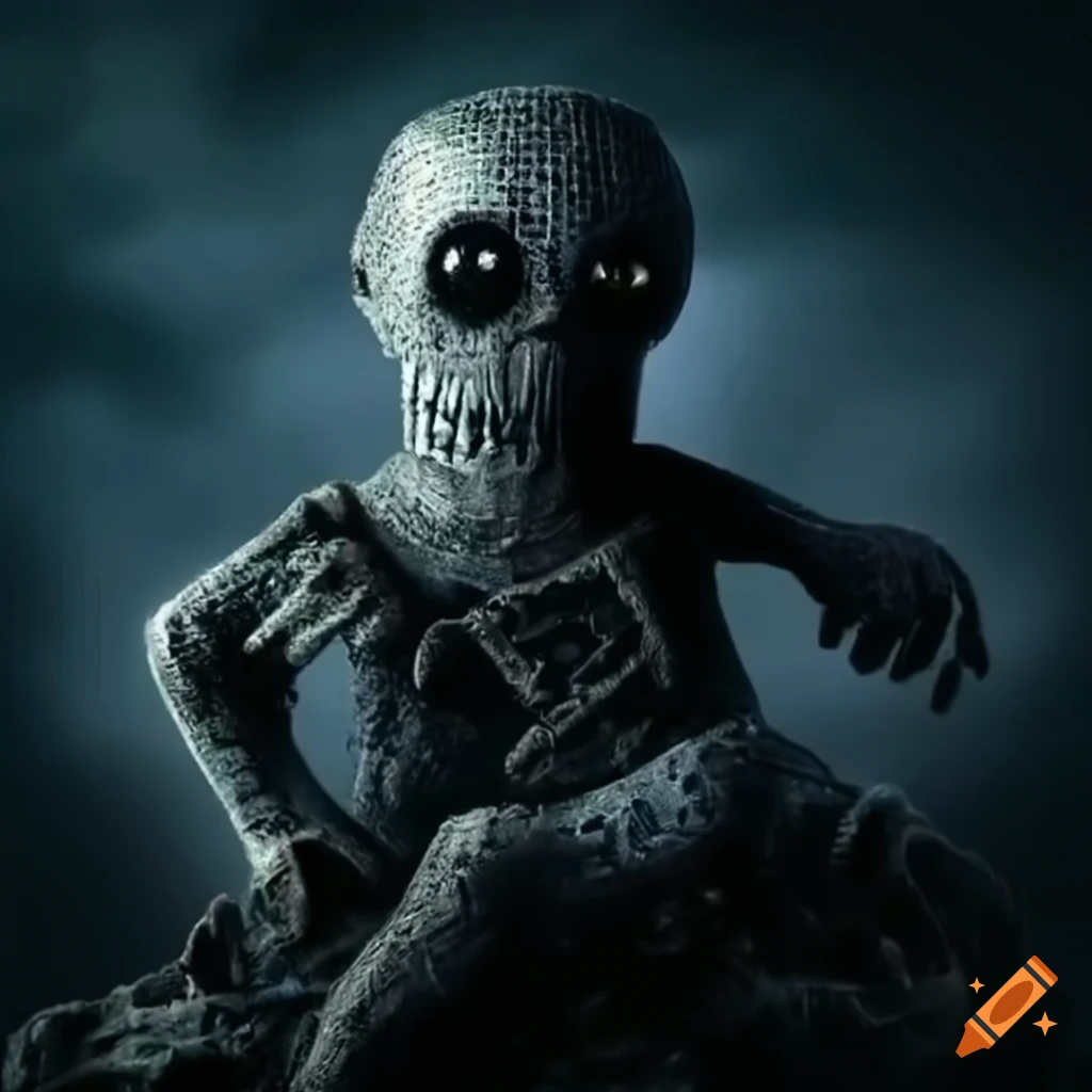 unsettling burlap voodoo doll with nails