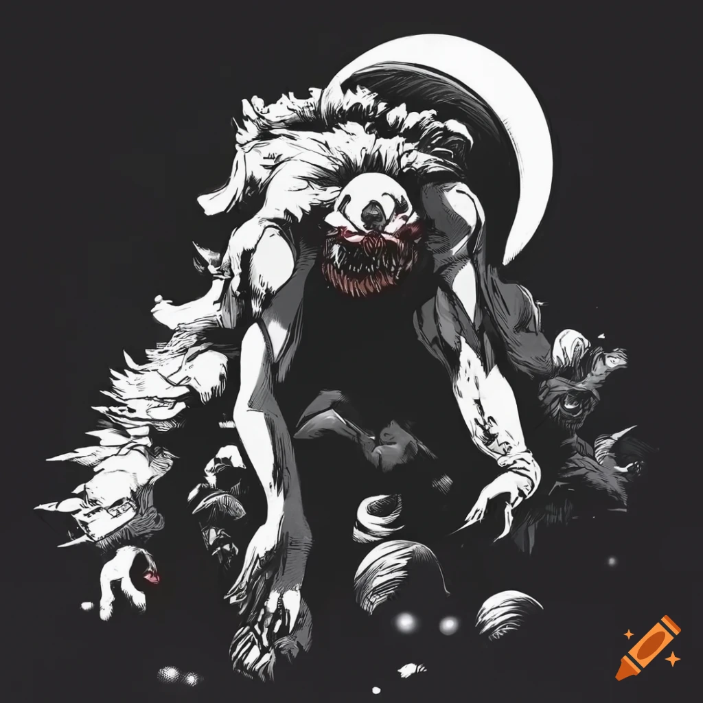black and white manga illustration of a strange creature