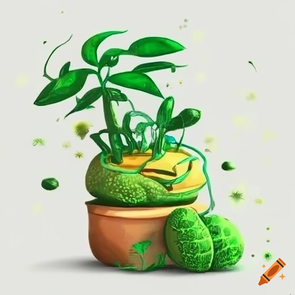ilustração de uma planta medicinal cartoonizada