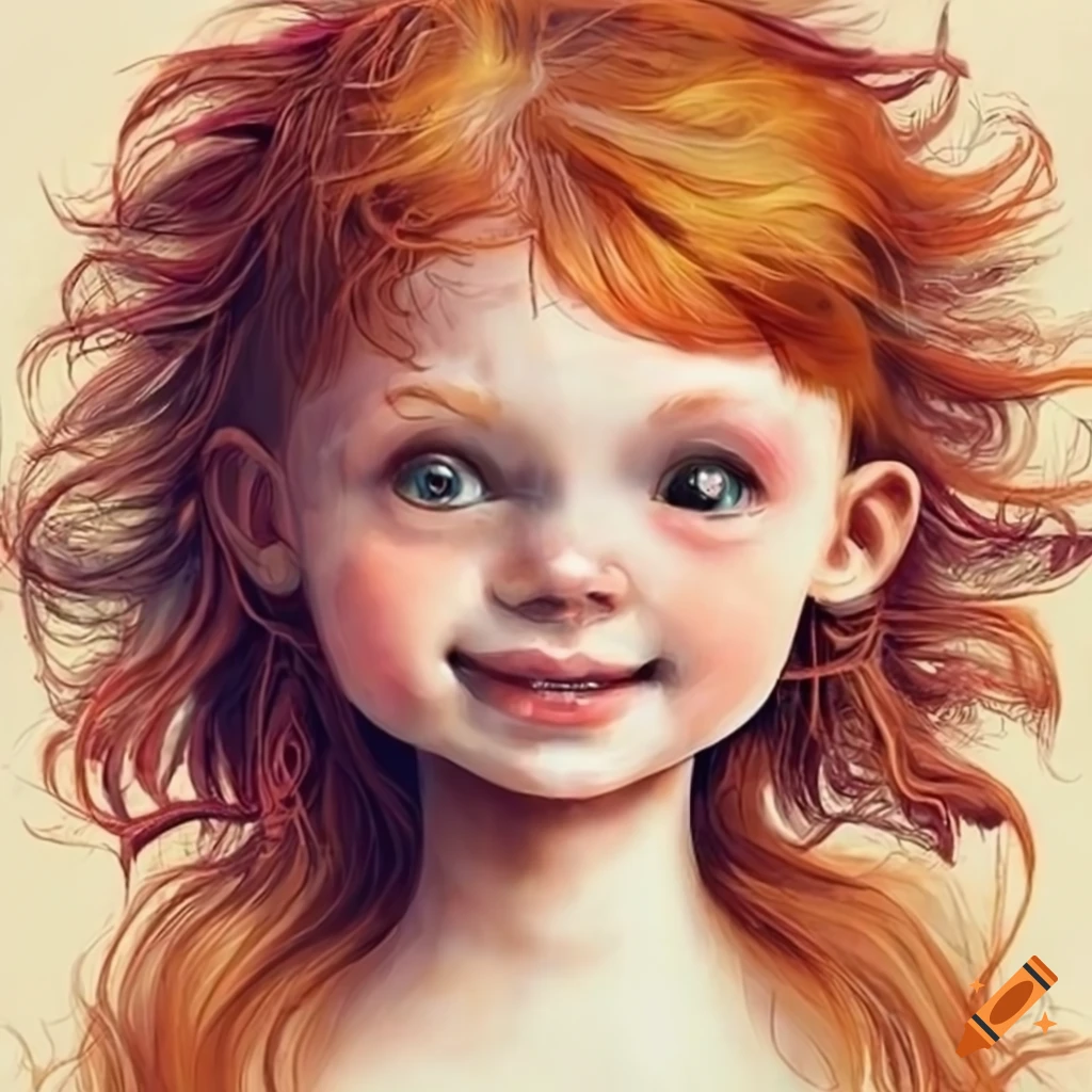illustration of cute smiling ginger-haired girls