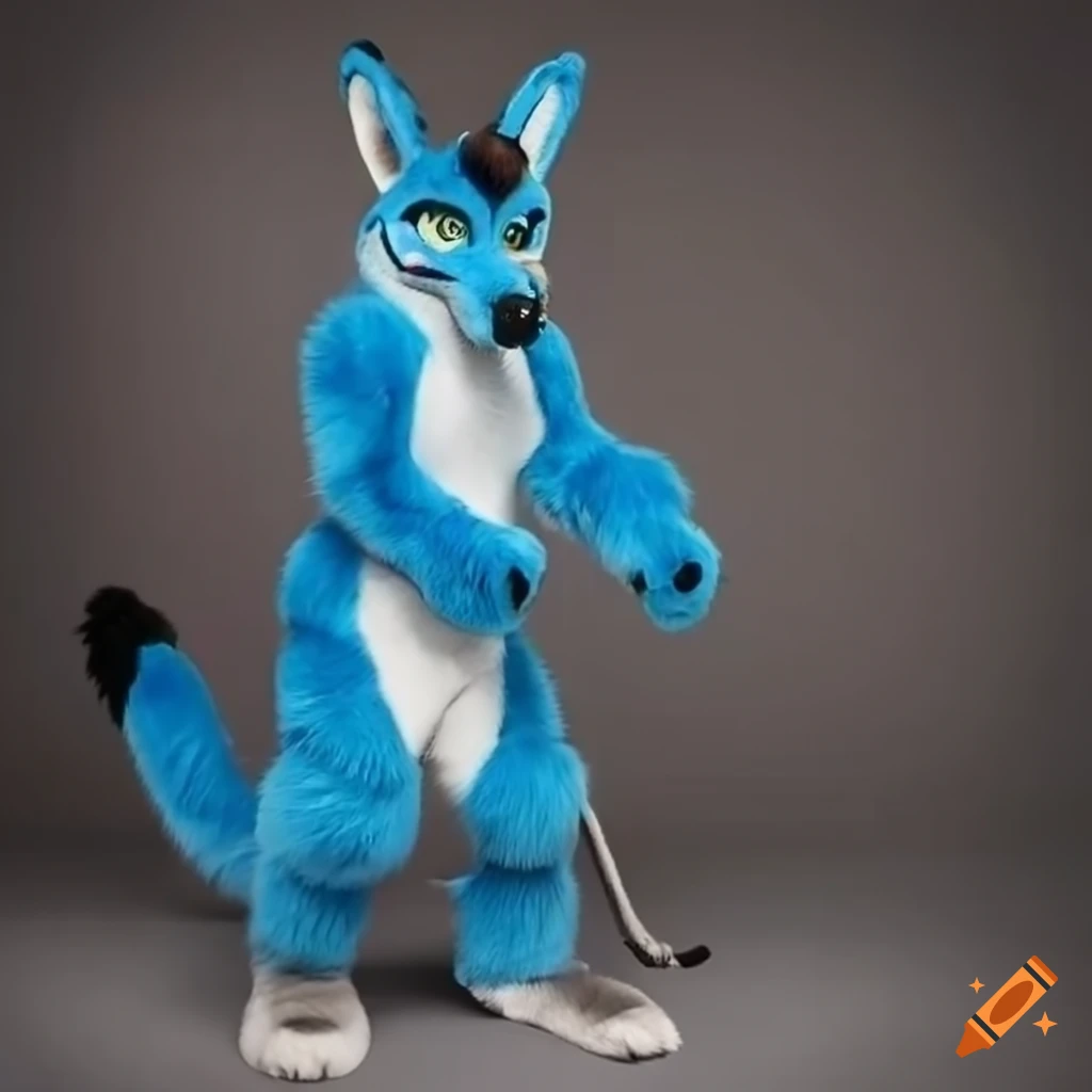 blue soda-themed kangaroo fursuit