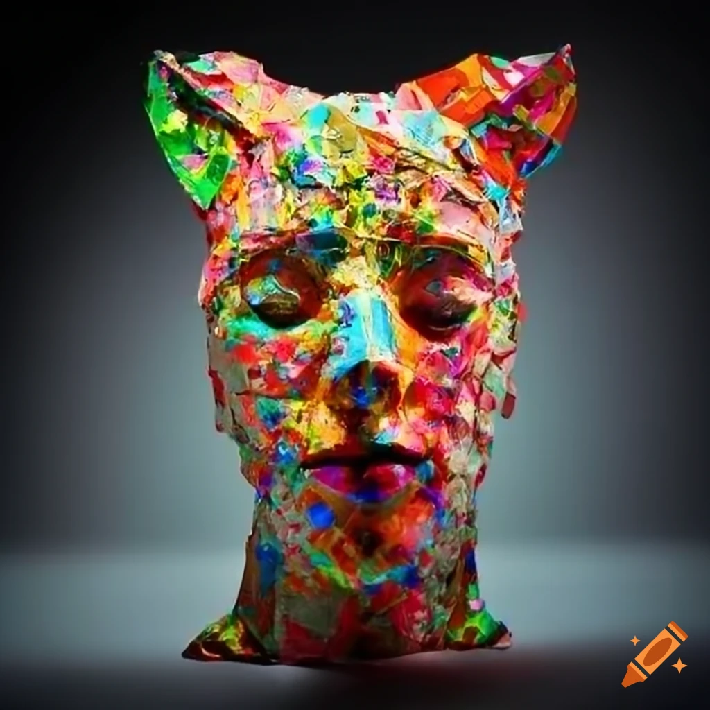 ultra HD sculpture made of colored recycled paper