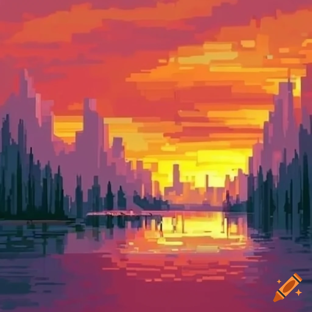 stunning 32-bit pixel art scenery