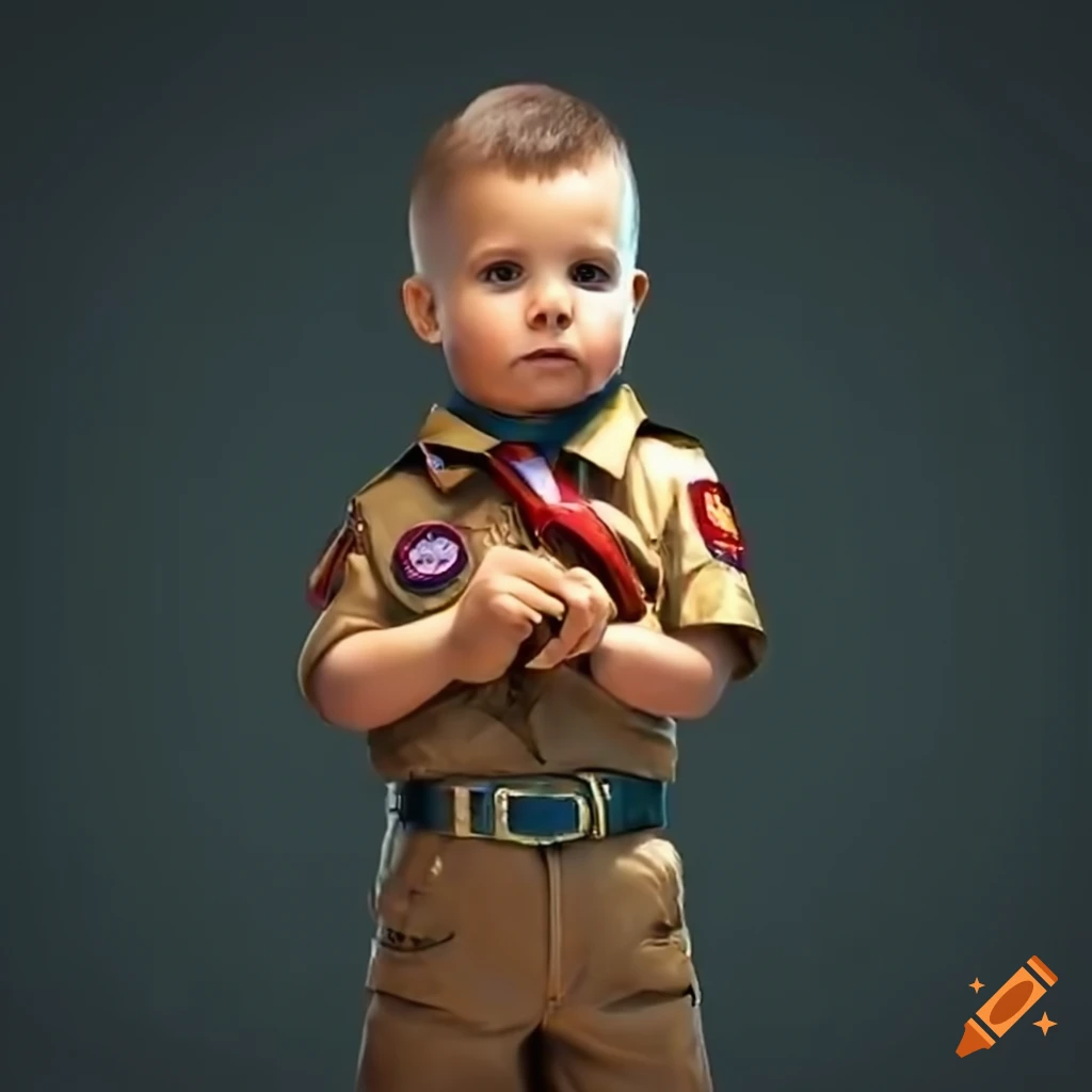 a boy scout and scout master in leather uniforms