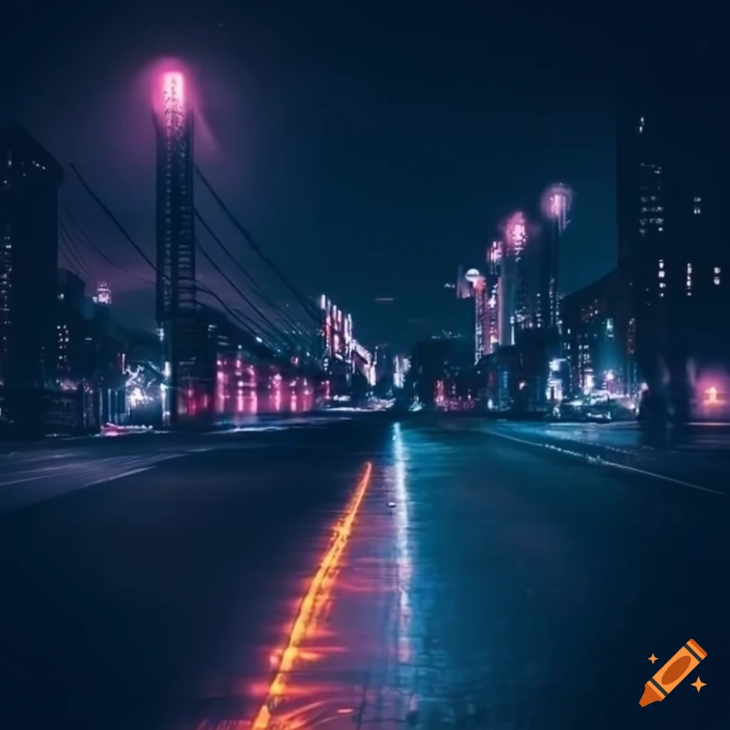 night view of a city highway