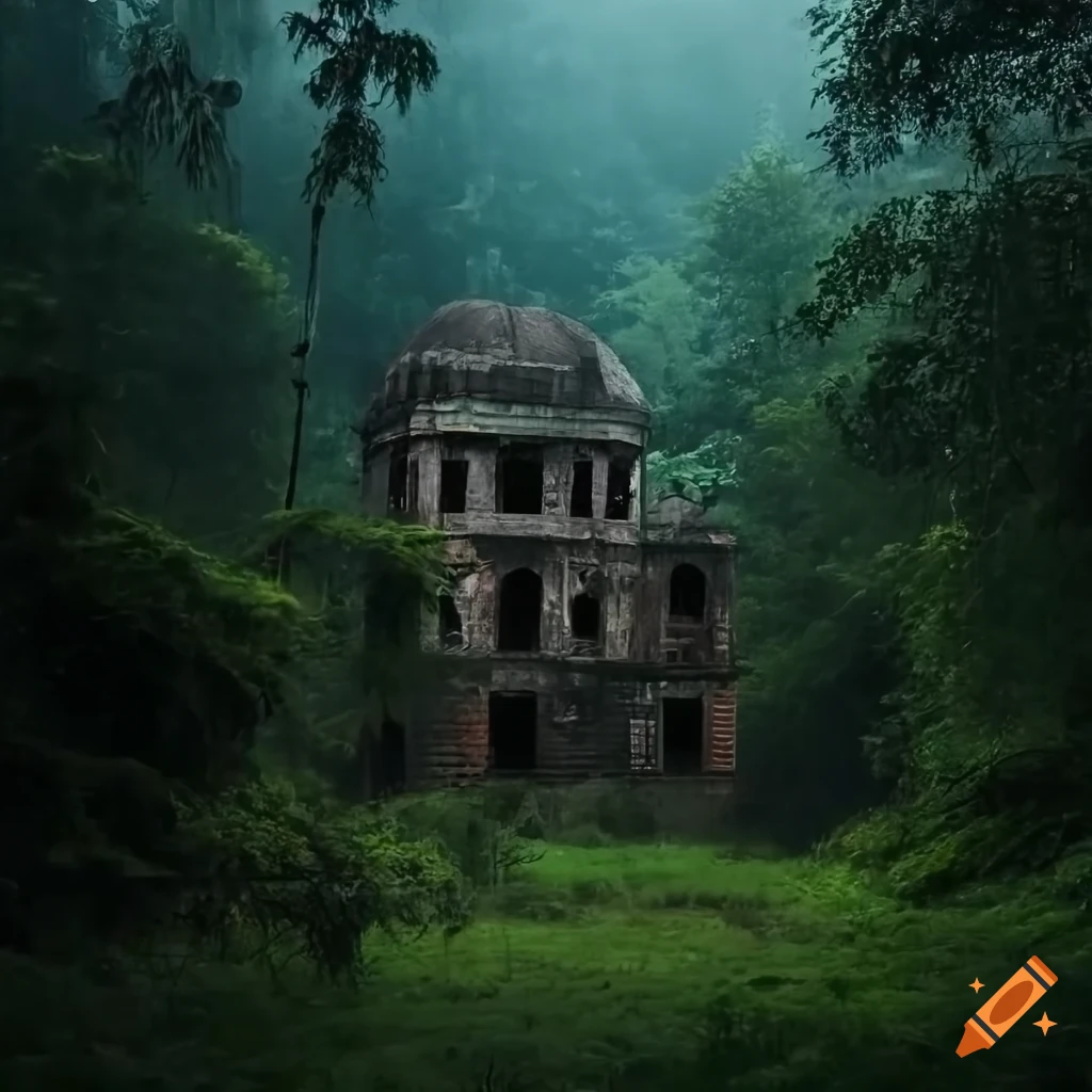 Image of a creepy indian haunted house in the forest