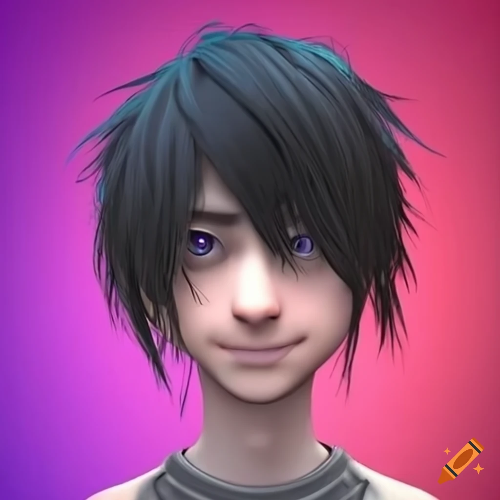 3D cute emo guy avatar
