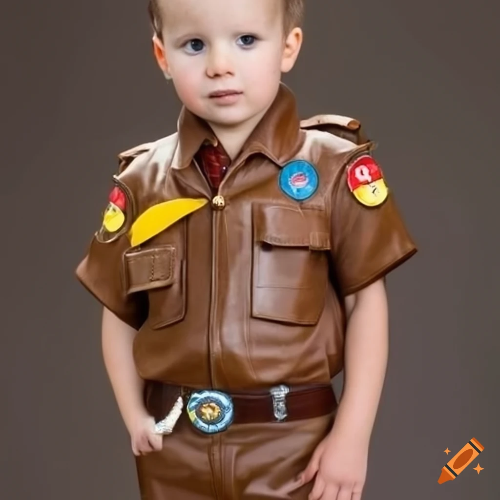 boy scout and scoutmaster in leather uniforms