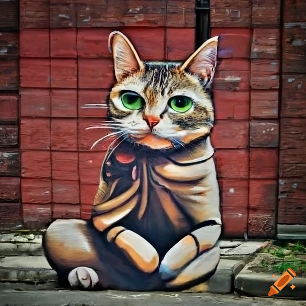 Urban street art of a cat