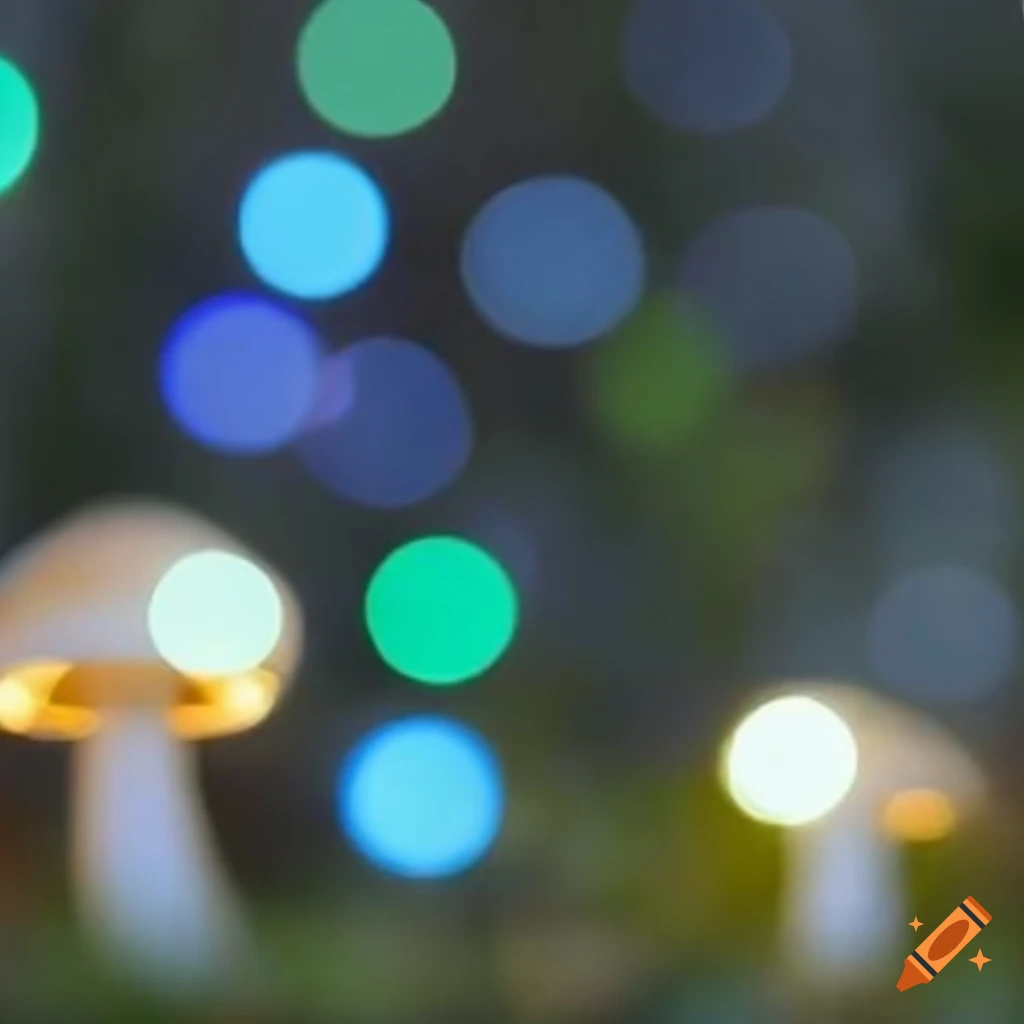 bokeh lights shaped like mushrooms