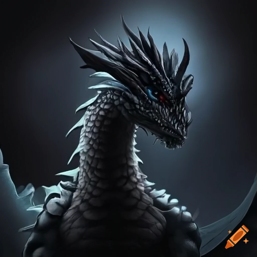 Image of a black-scaled dragon on Craiyon