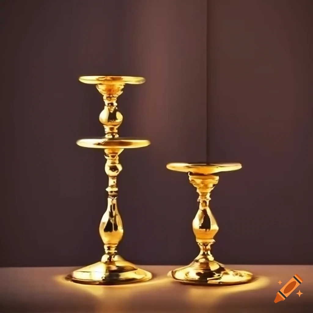 Gold Candlestick Holder In A Dimly Lit Room Gold Candlestick Holder In A Dimly Lit Room