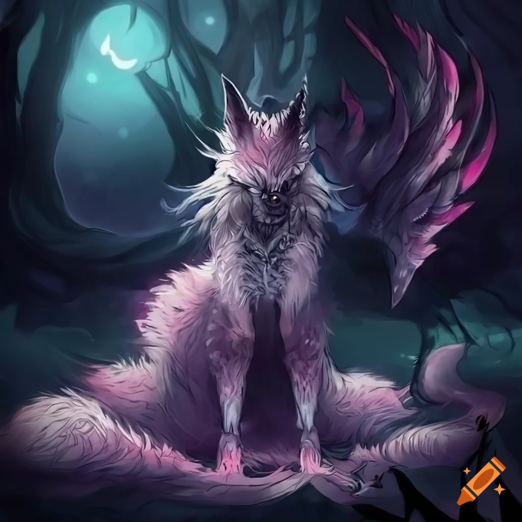 Detailed character design of a mystical anime fox