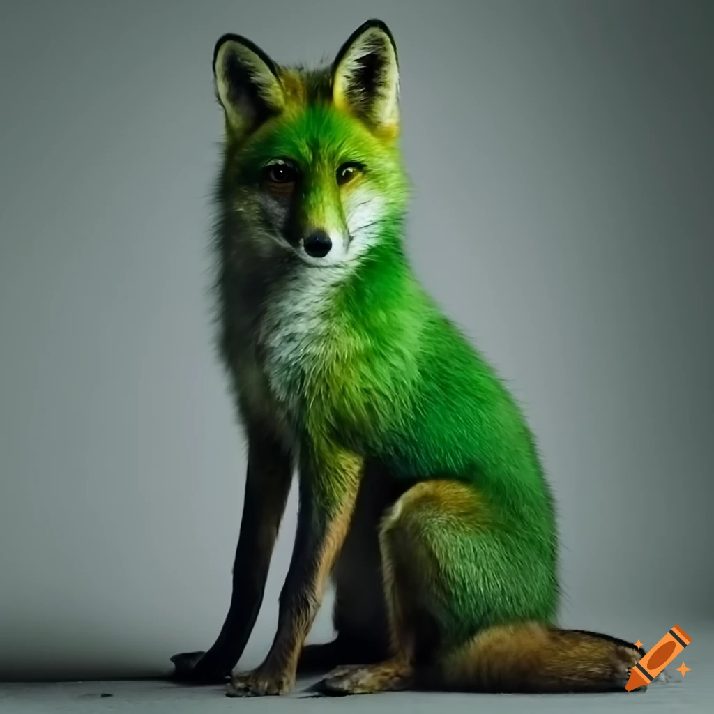 green sitting fox