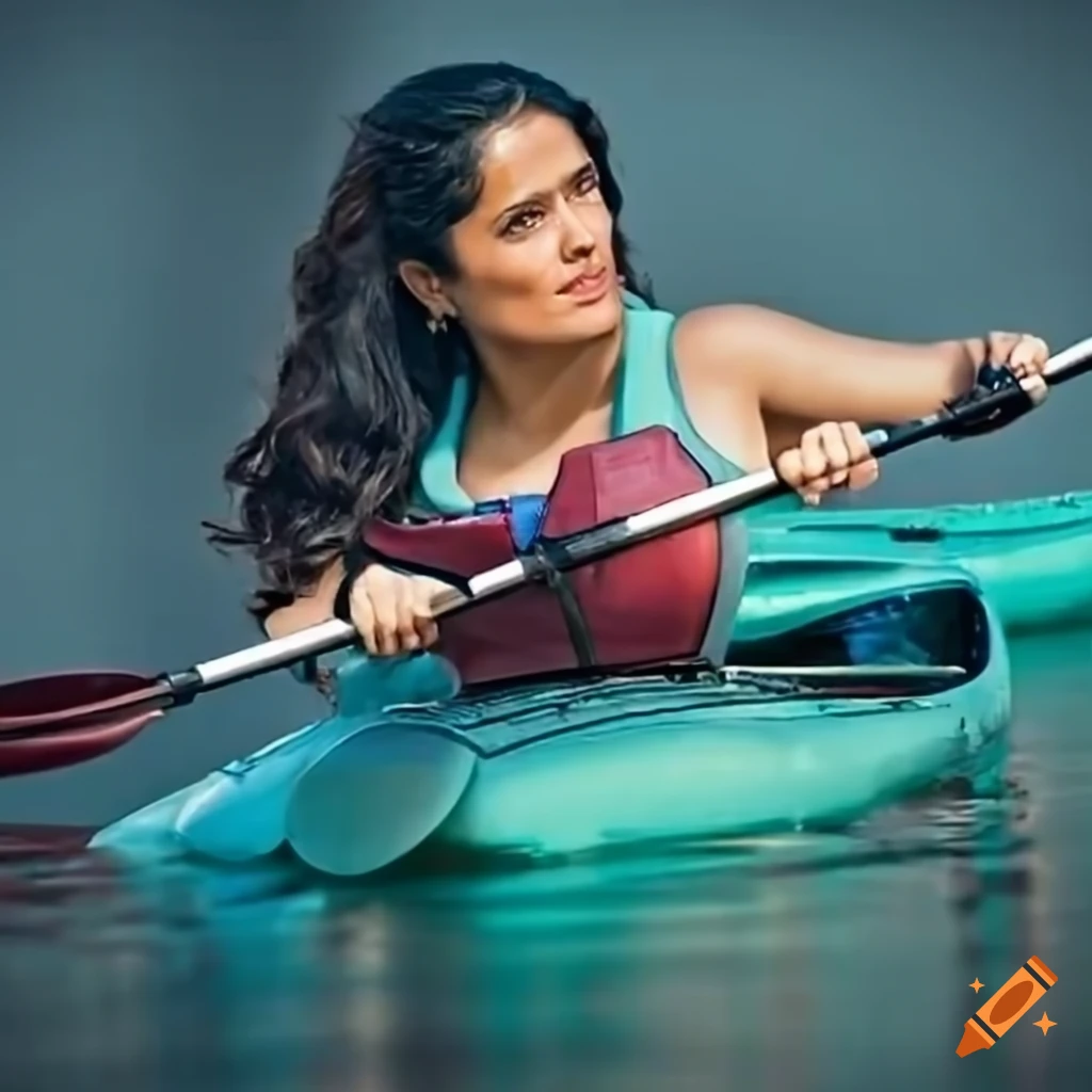 Salma Hayek kayaking