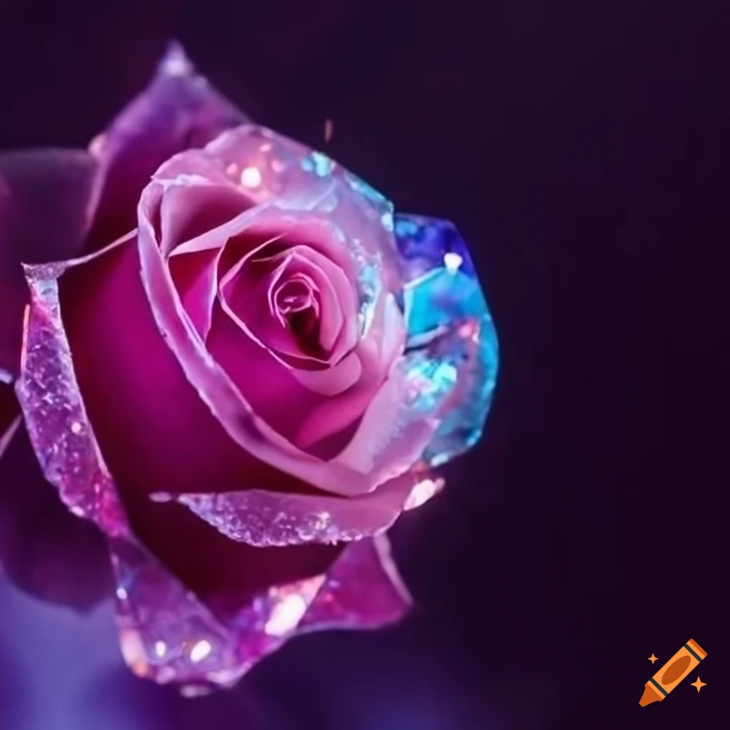 Crystaline Whispering Rose with colorful crystalline petals