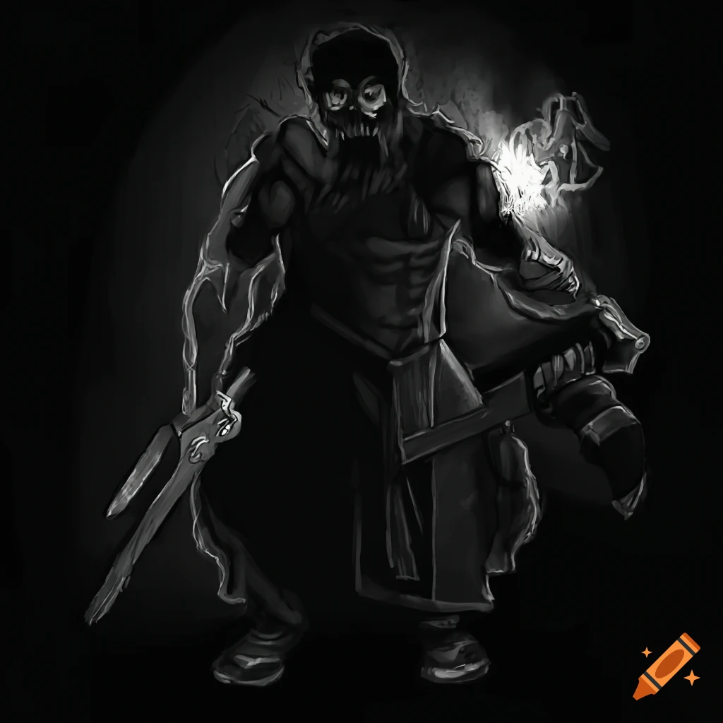 character illustration of a sinister blacksmith
