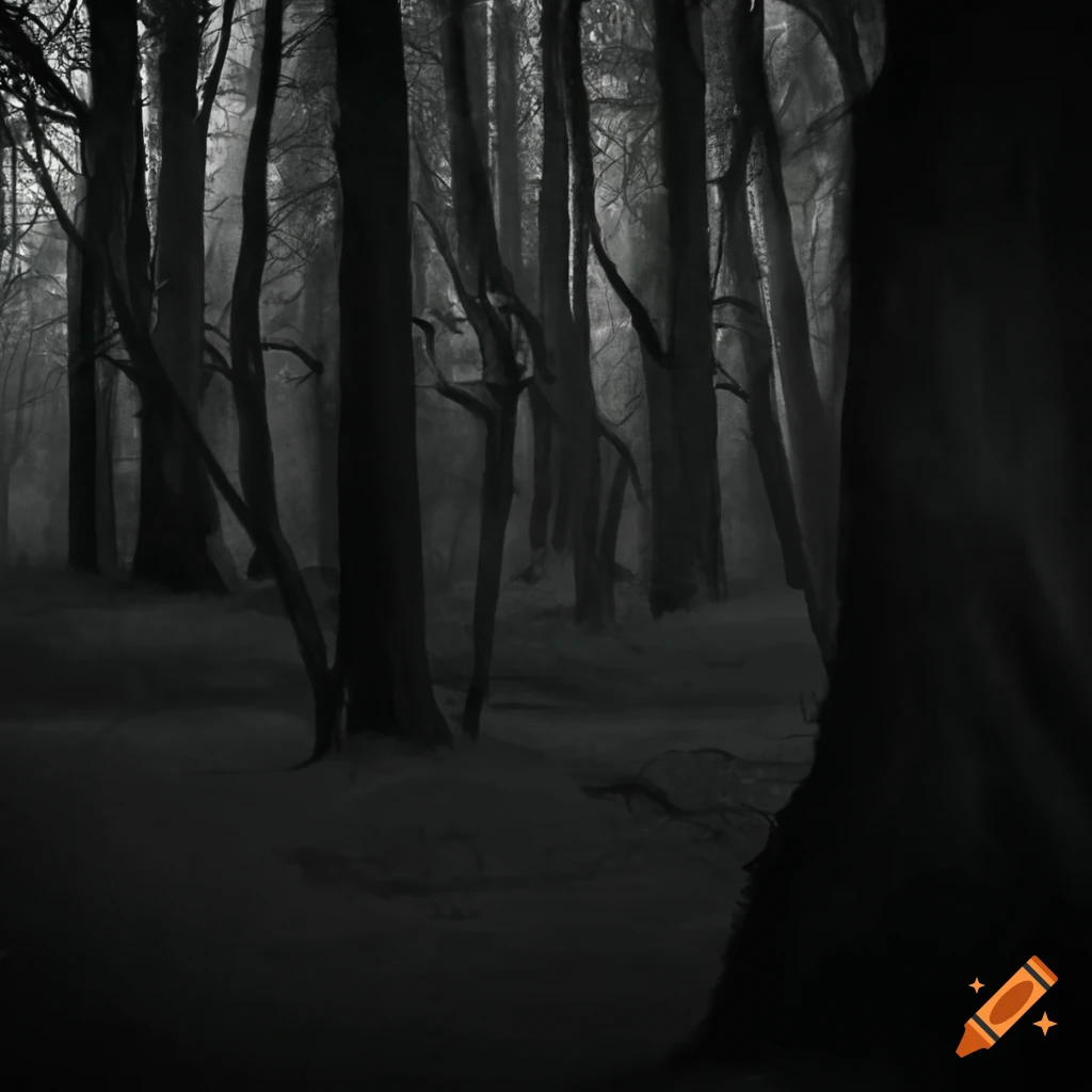 sinister face in a dark forest