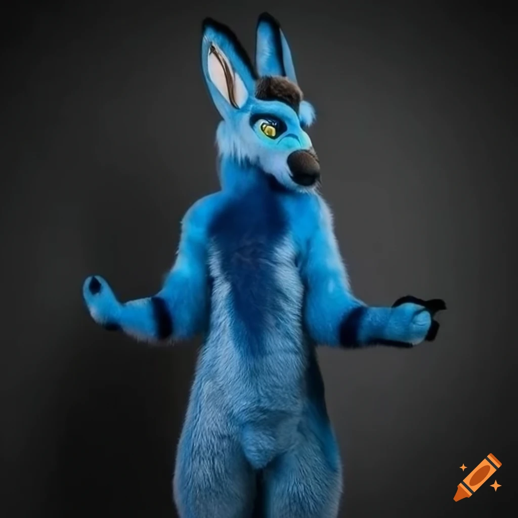 dark blue soda-themed kangaroo fursuit