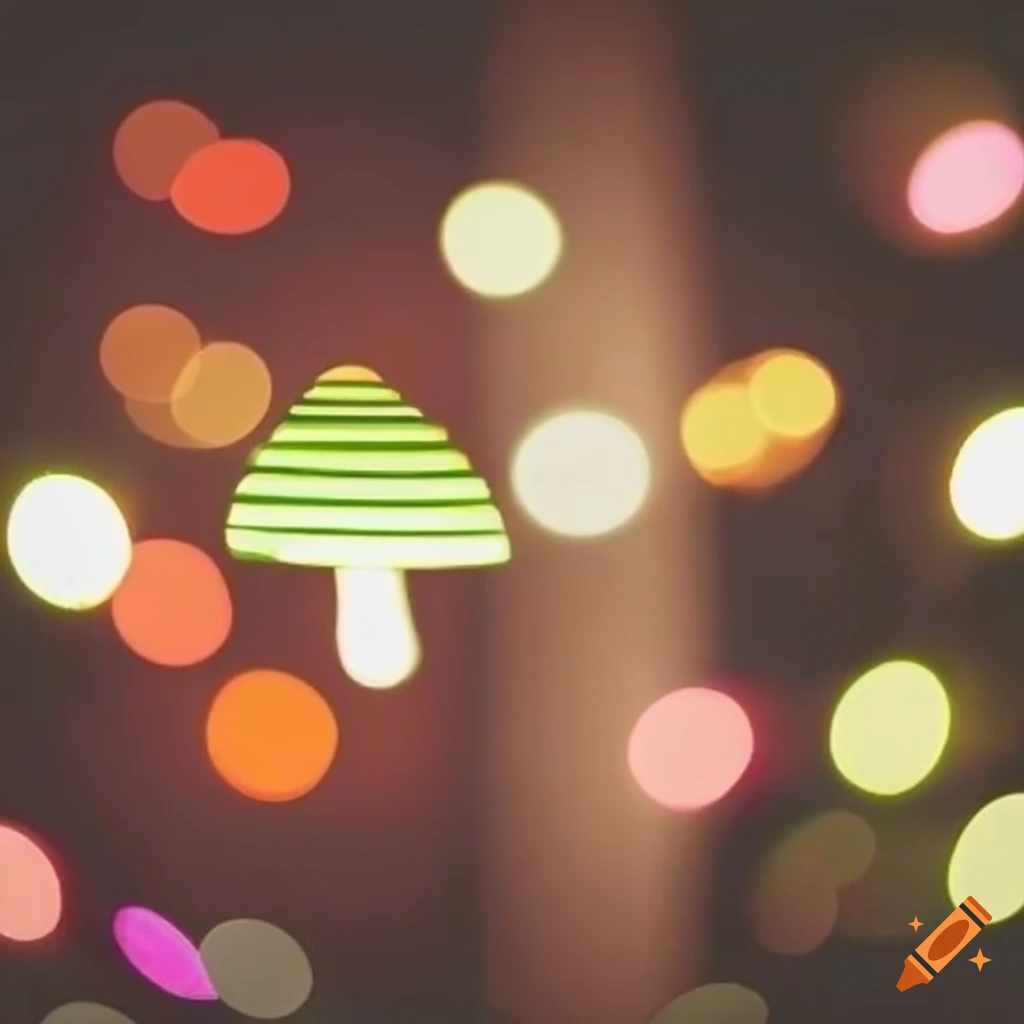 natural bokeh lights in the shape of mushrooms