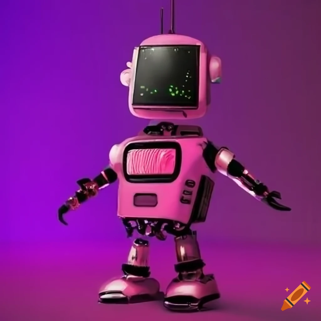 pink robot-shaped radio