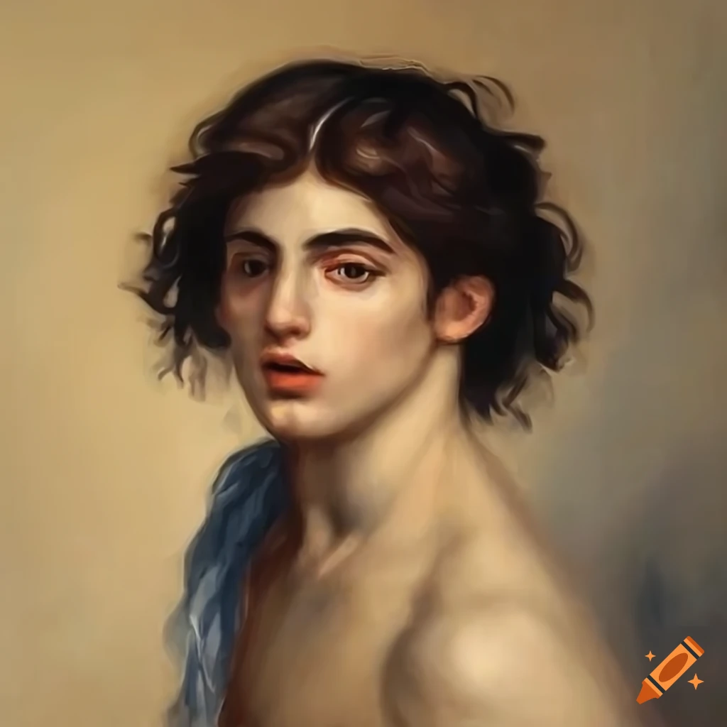 detailed Greek painting of the male god of beauty