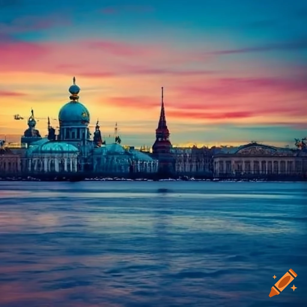 Sunset view of saint petersburg on Craiyon