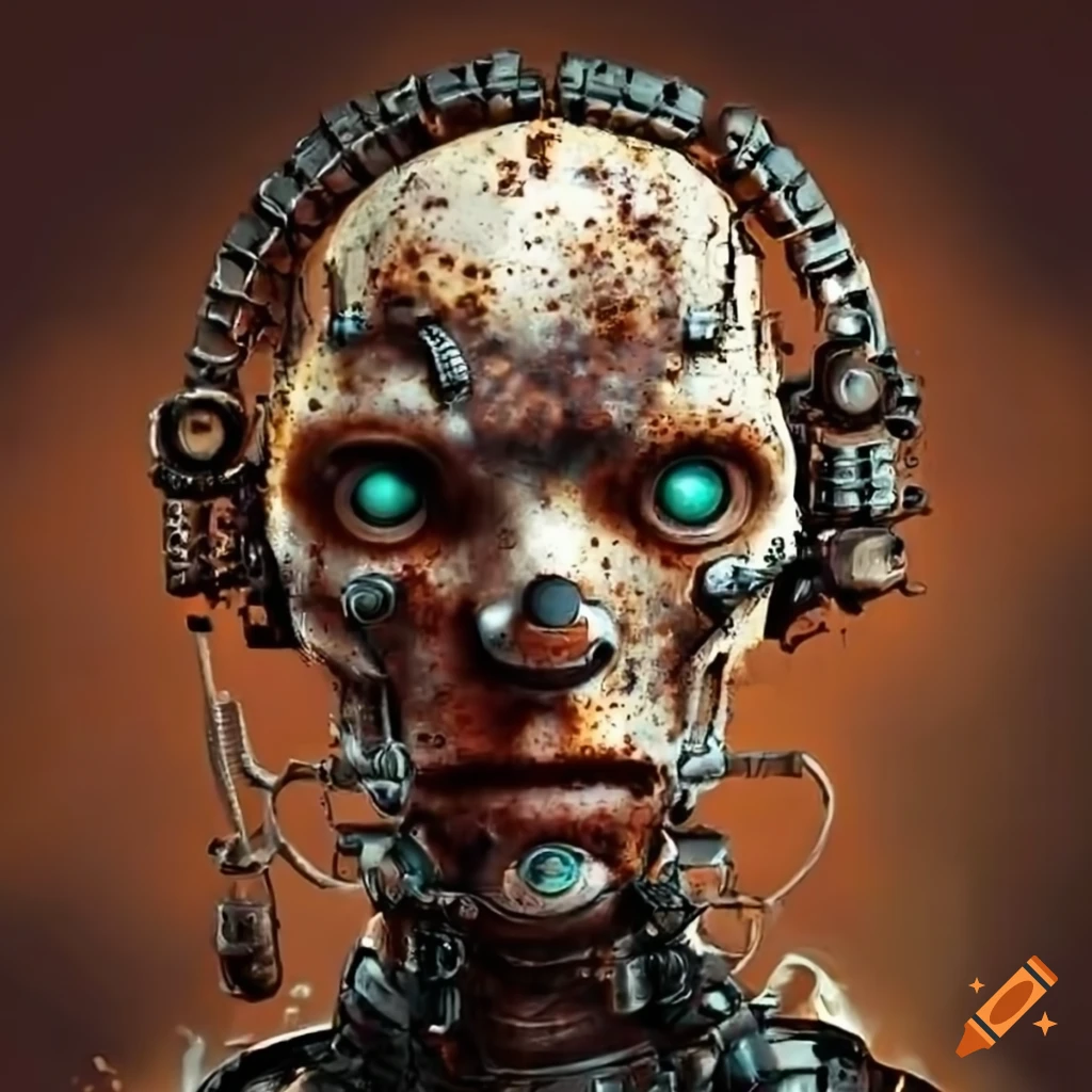 rusty steampunk cyborg