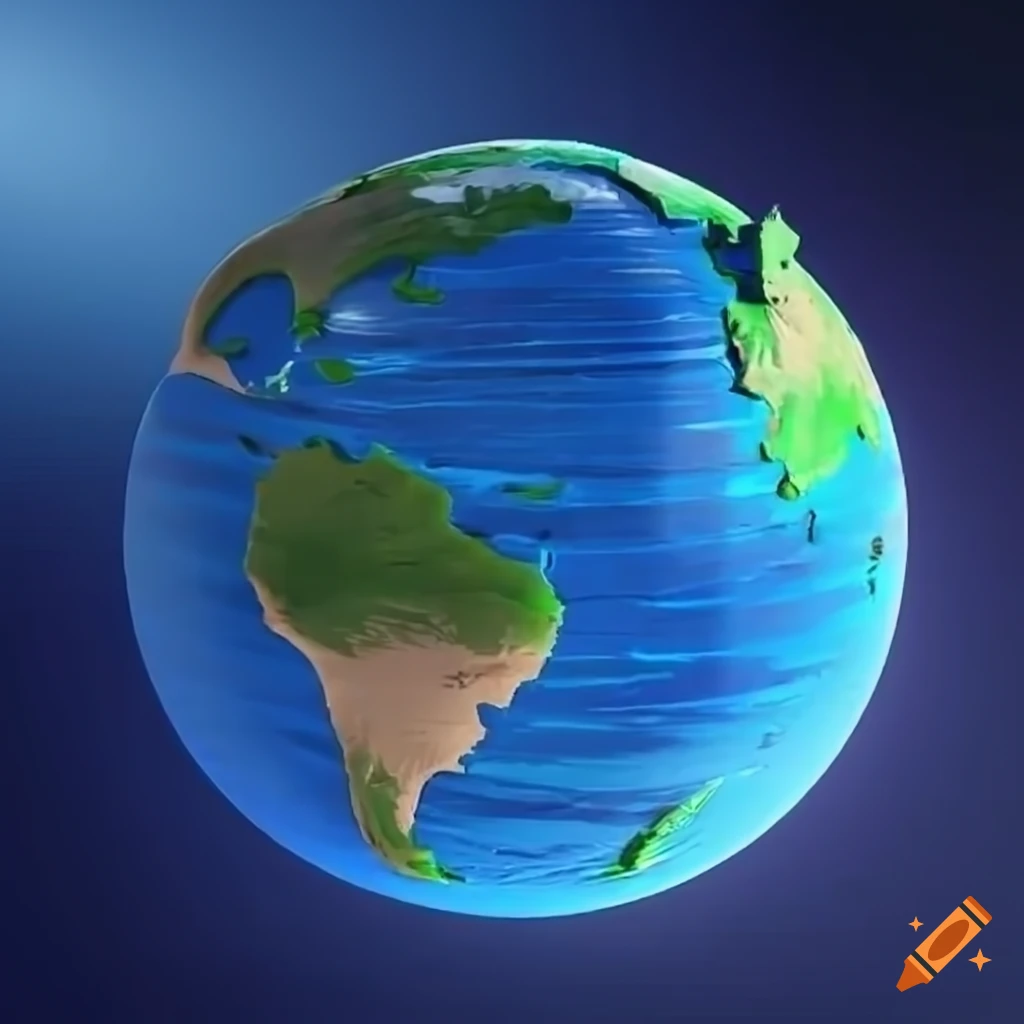 cartoon-style 3d earth on transparent background