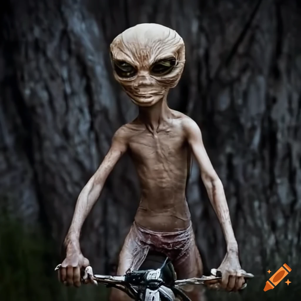 image-of-an-alien-riding-a-mountain-bike-on-craiyon