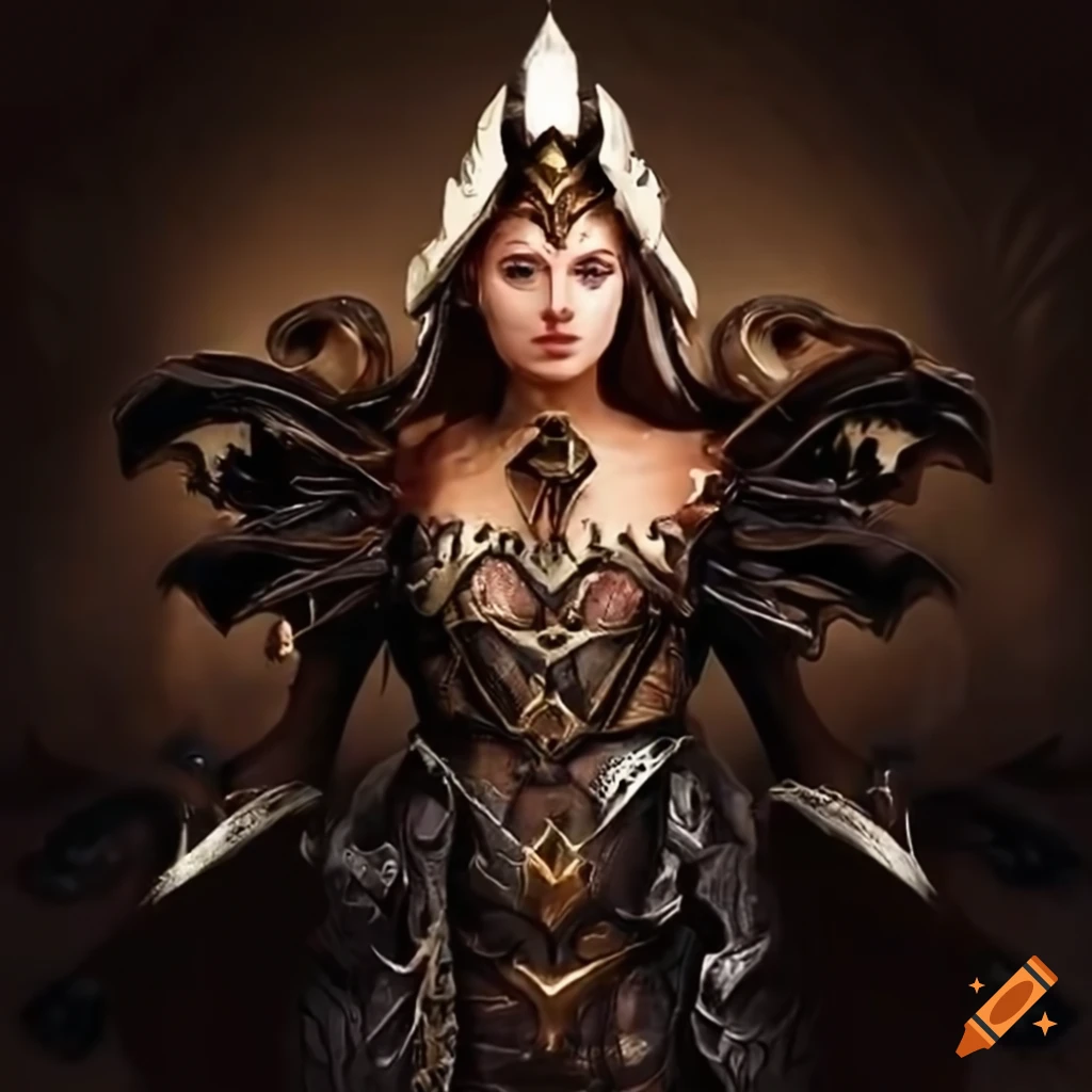 Illustration of a powerful warrior queen on Craiyon