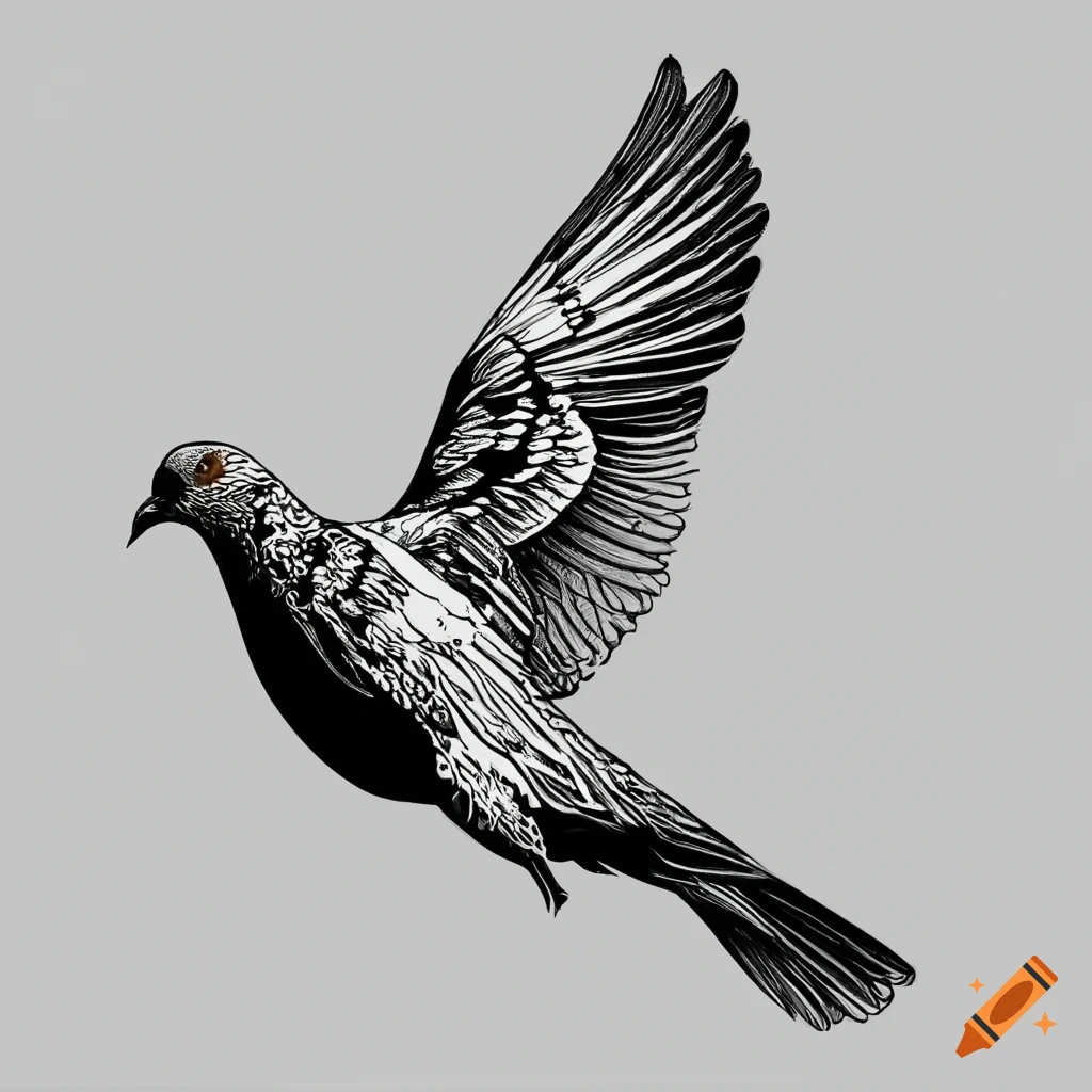 Flying Pigeon Outline Image @ Outline.pics