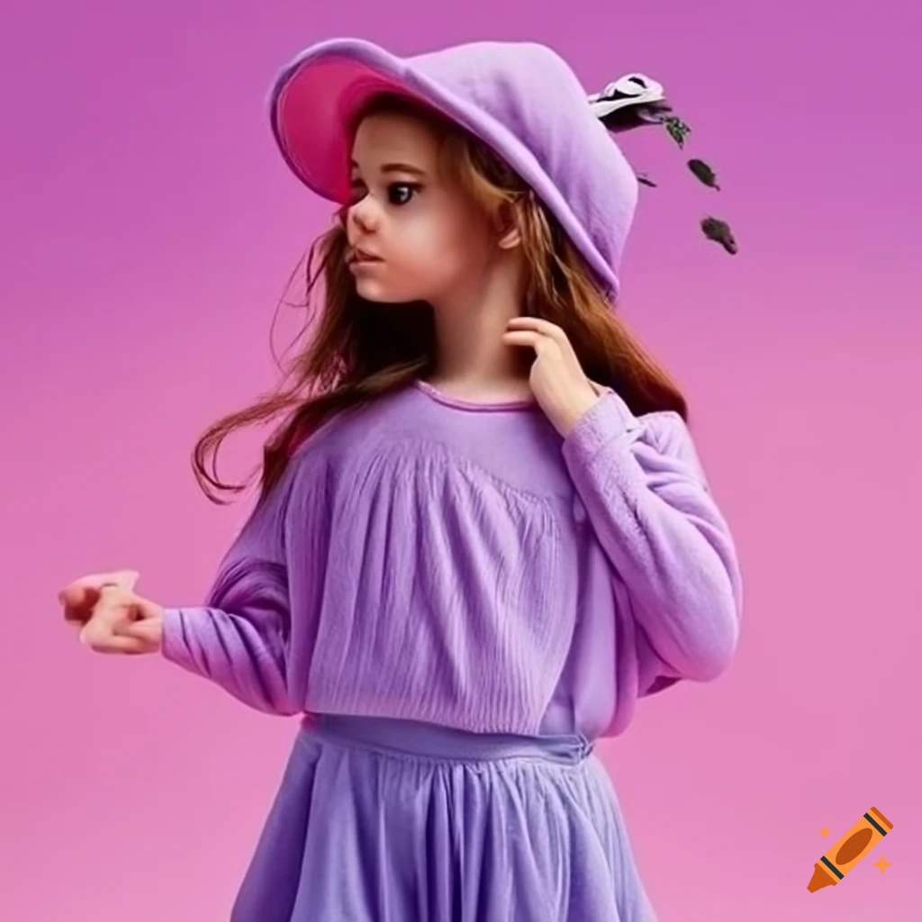 Girl with purple shirt and shorts