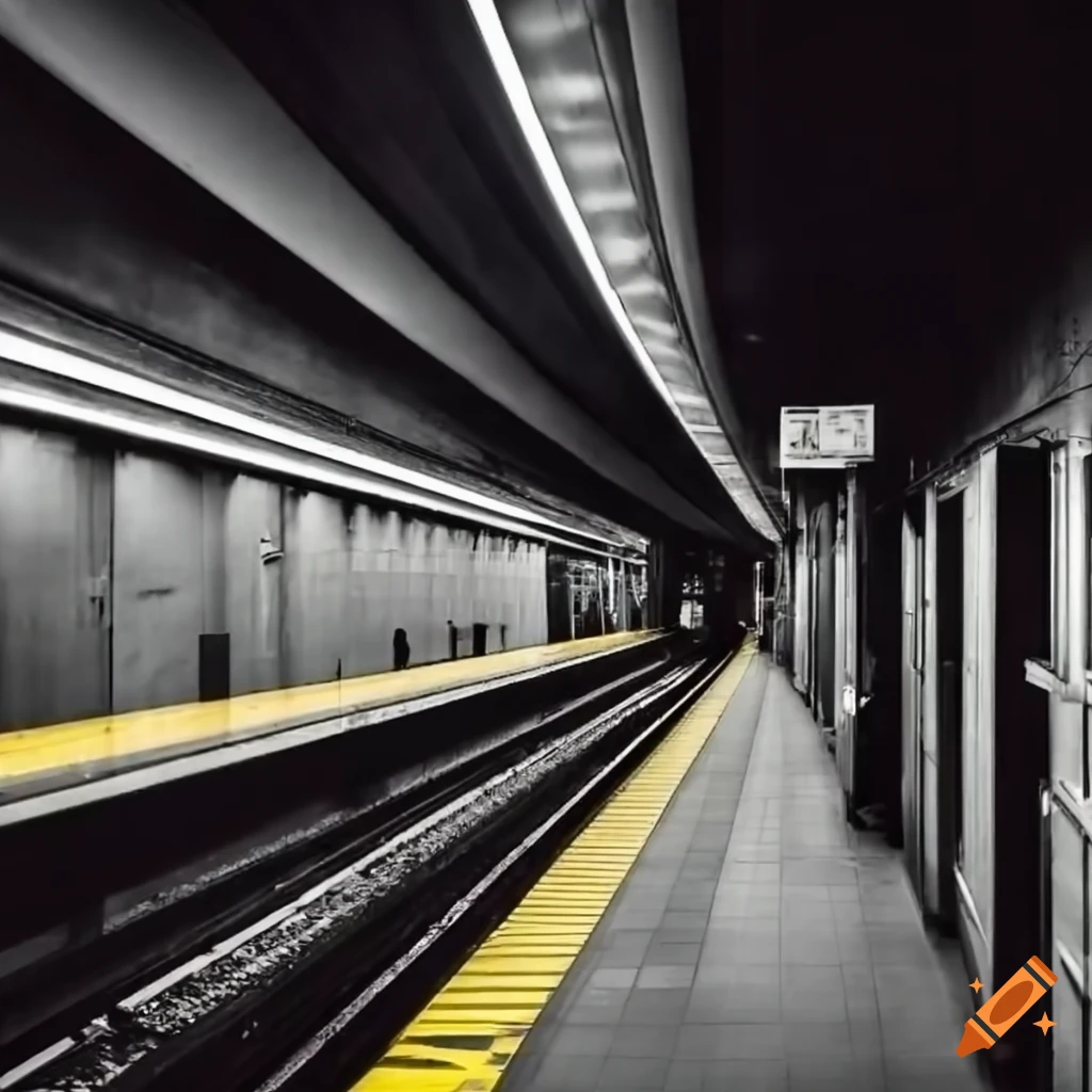 modern subway station with commuters on platform