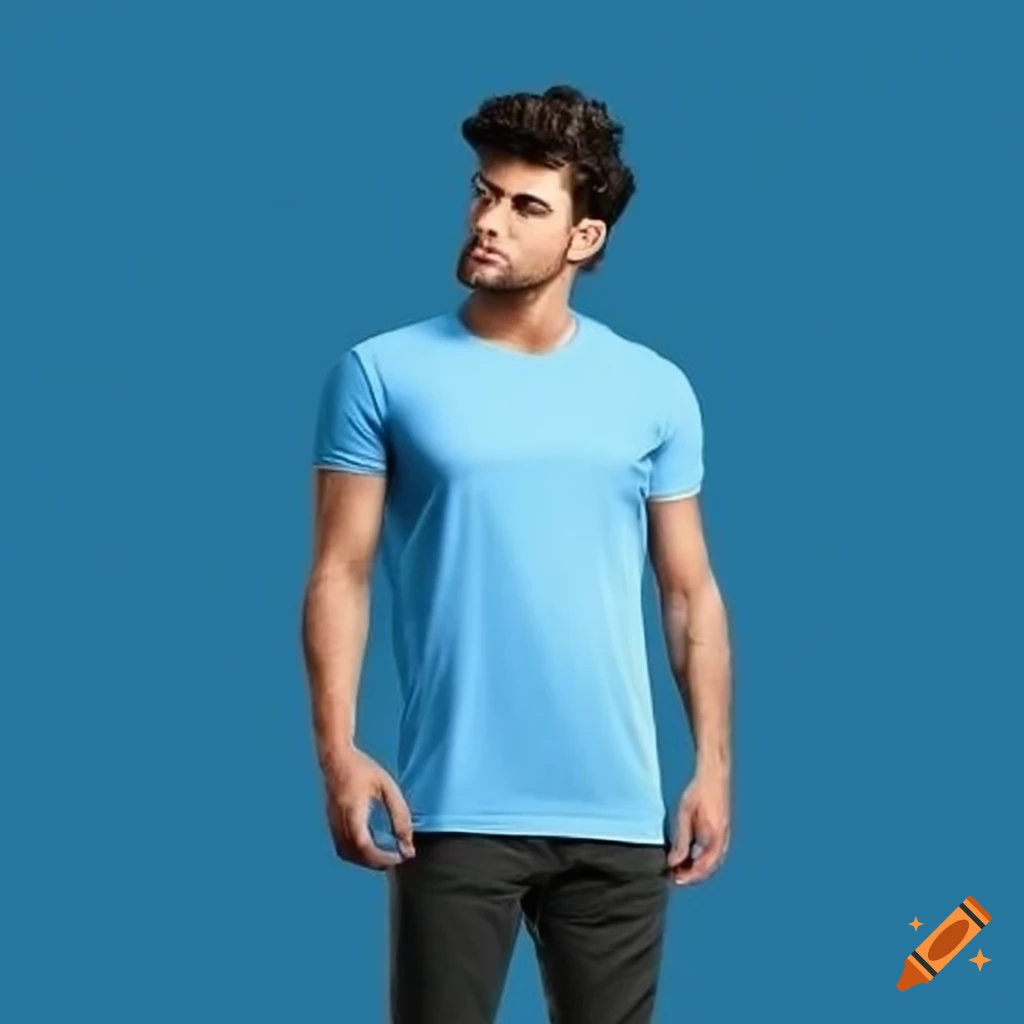Blue plain t-shirt for men on Craiyon