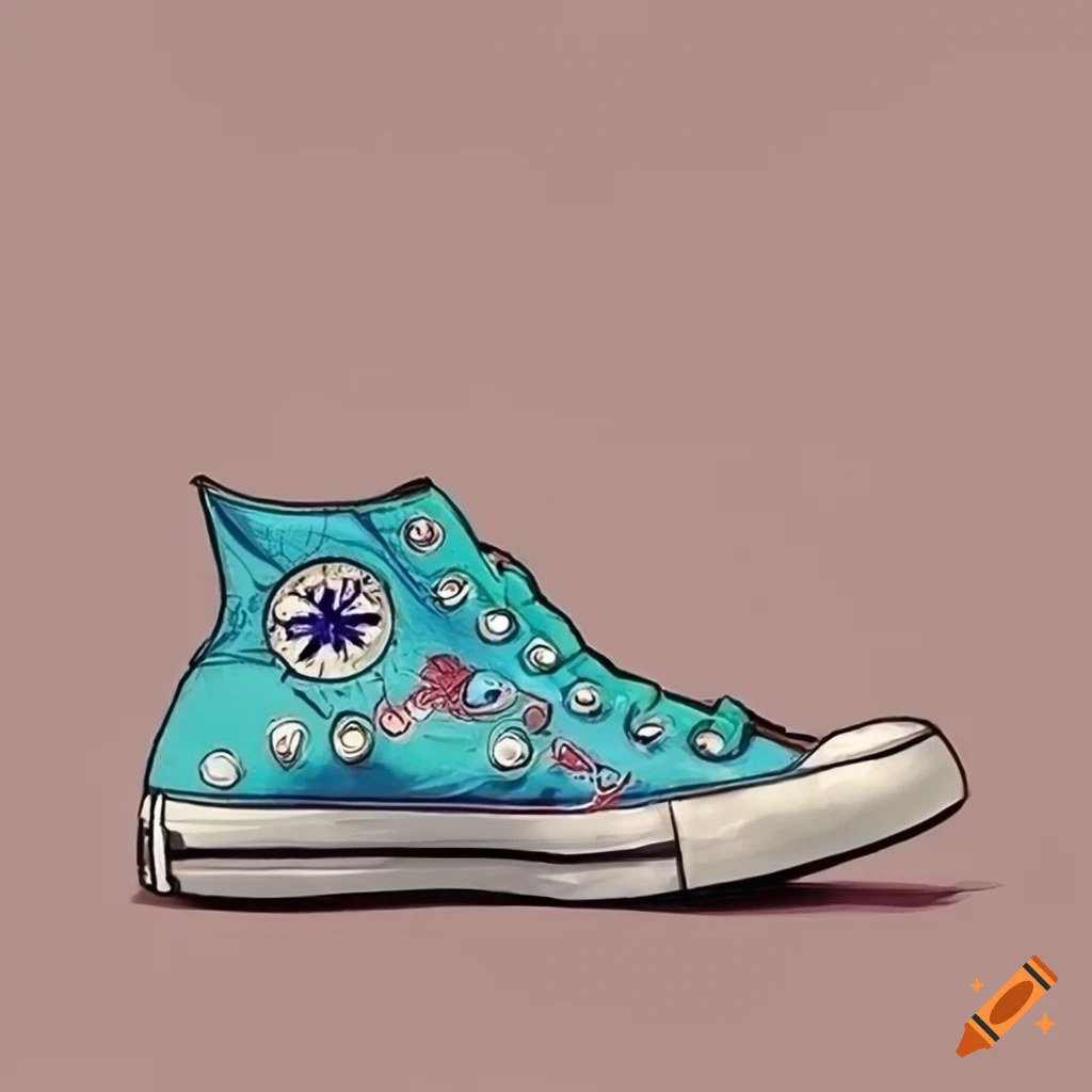Aesthetic drawings of a converse shoe
