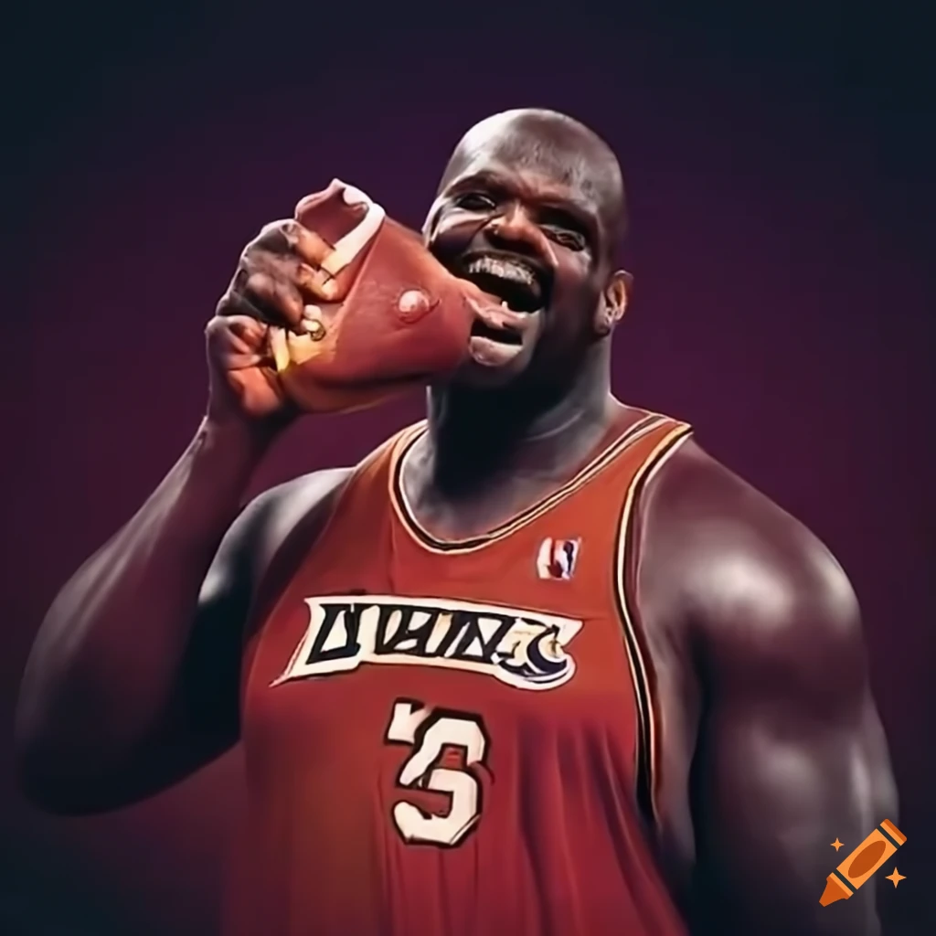 Shaquille o'neal holding a ham