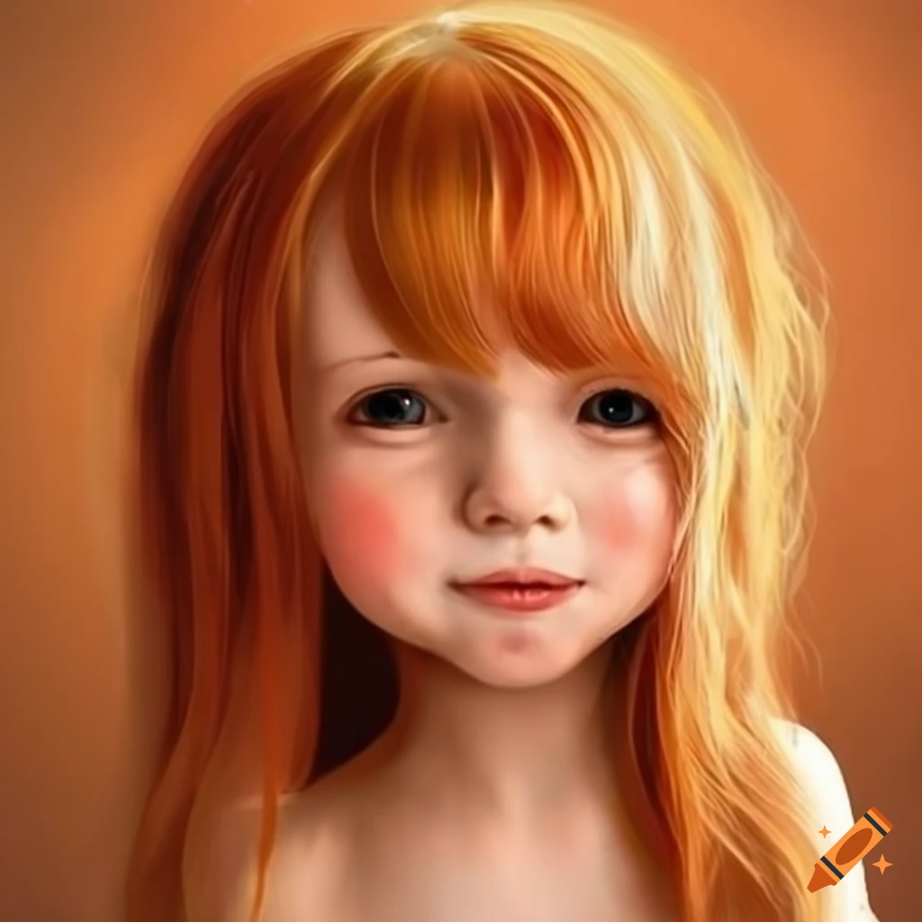 Cute and adorable illustration of smiling gingerhaired dressed girls