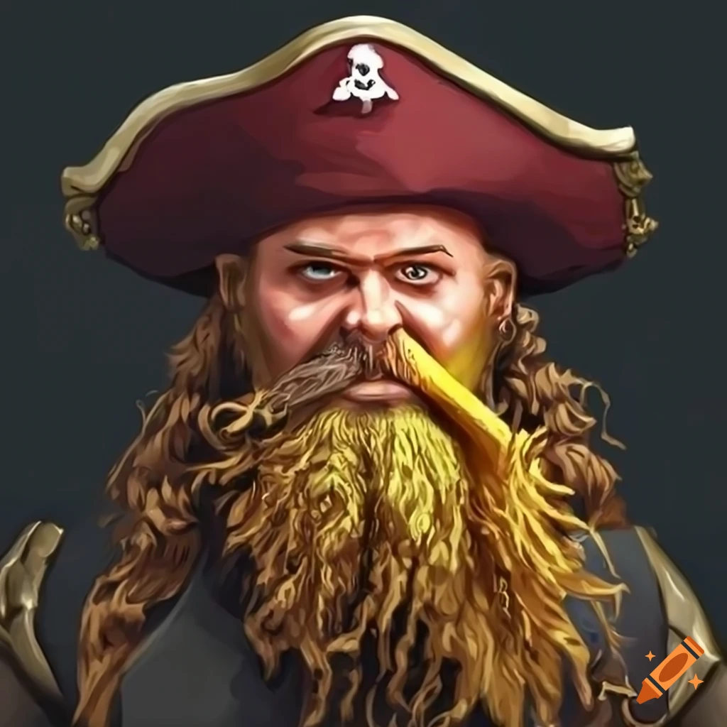 Illustration of a pirate with a gold beard on Craiyon