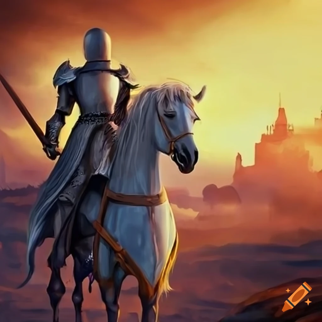Romantic Knight On A White Horse On Craiyon