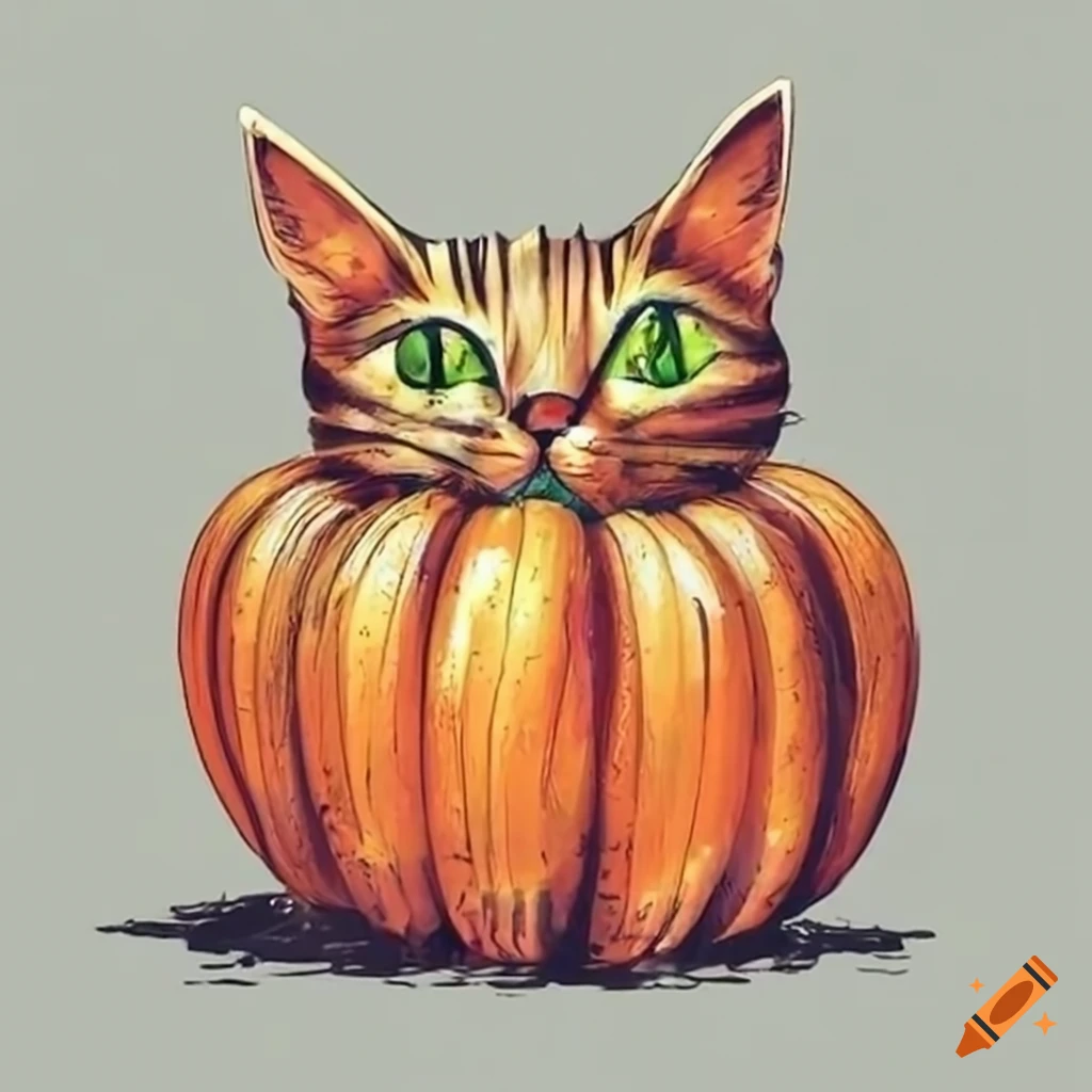 cats made of pumpkins