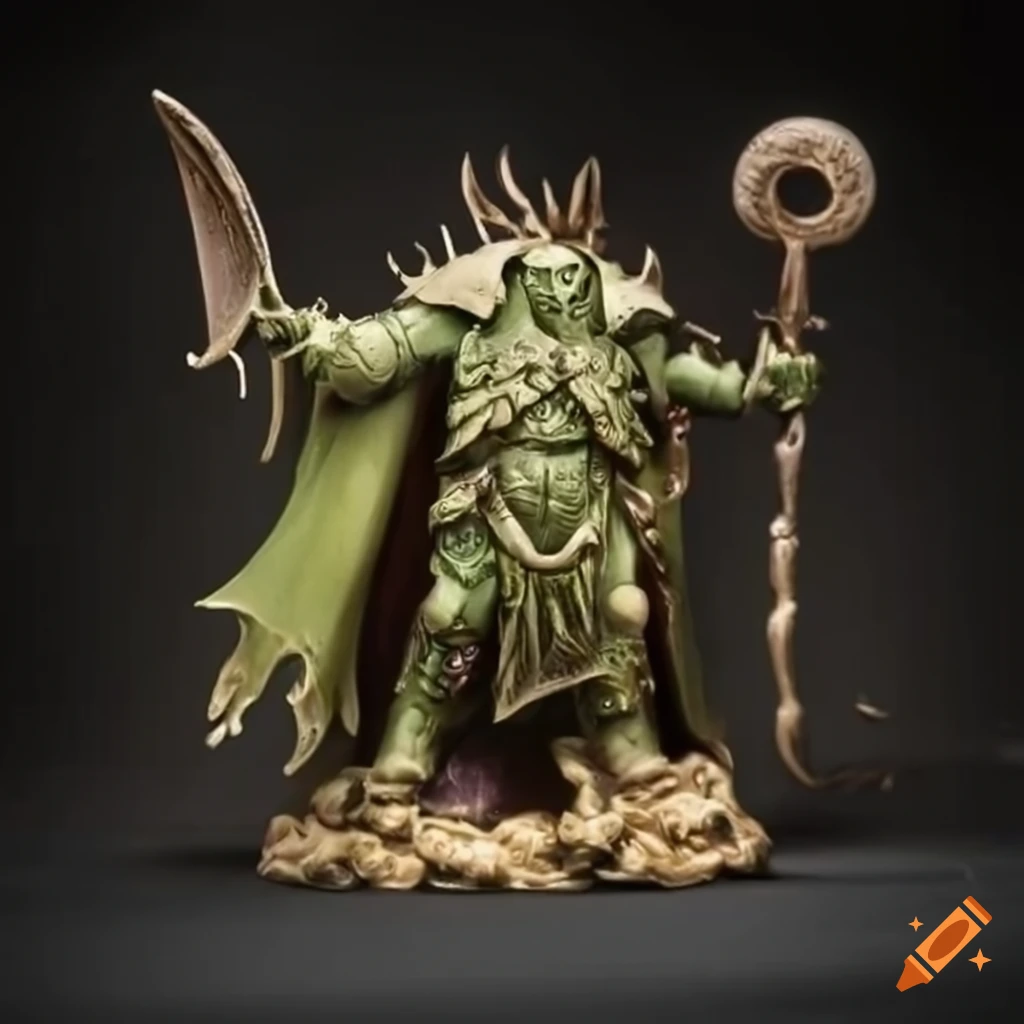 detailed Mortarion figurine with Nurglings