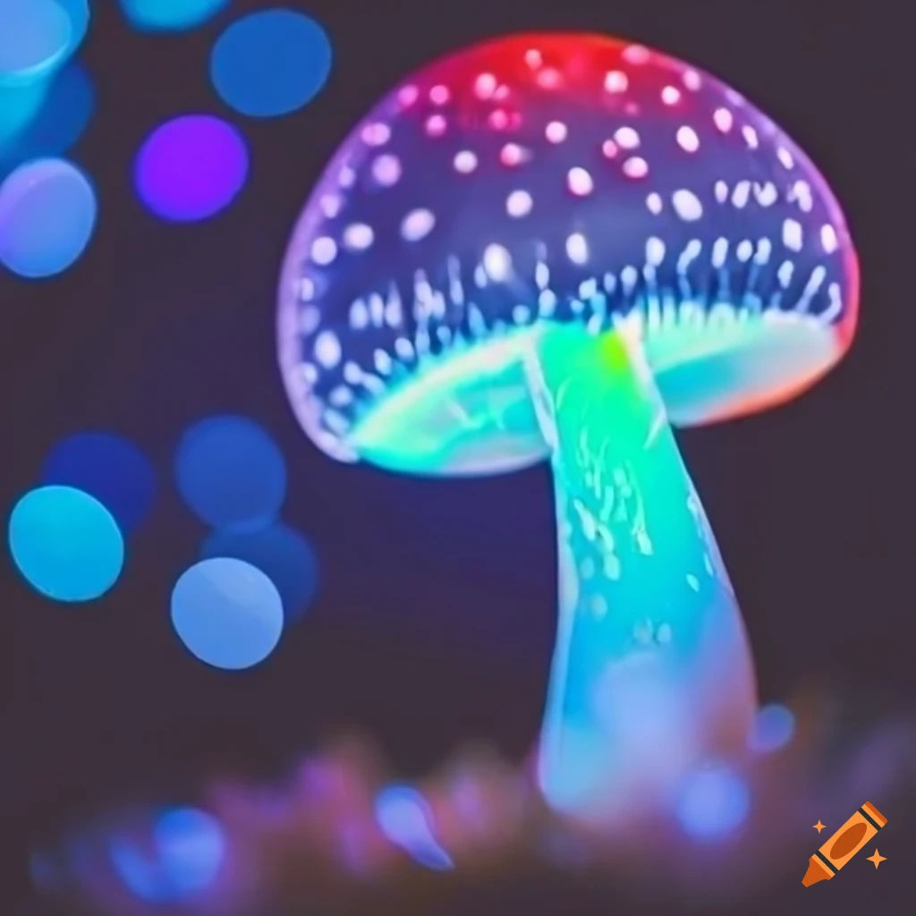 glowing mushrooms in a bokeh effect